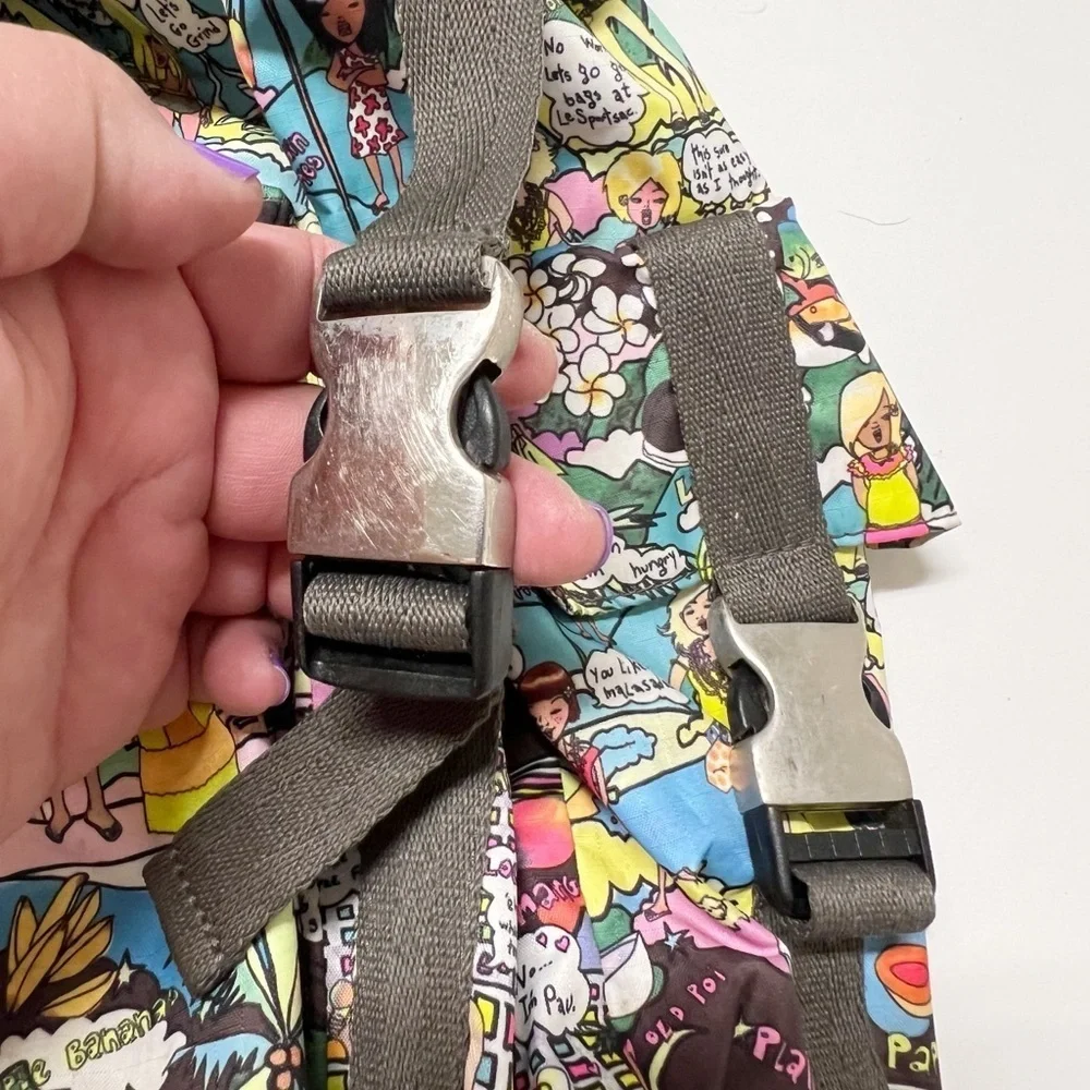 LeSportSac Vintage 90s Y2K RARE Amy Davis Hawaii Island Print Nylon Backpack